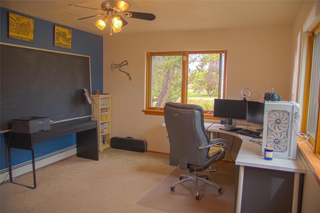 7 Paseo De Rincon, Santa Fe, NM 87508 - carpeted office with a ceiling fan and a baseboard heating unit