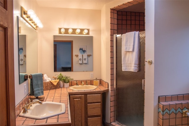 7 Paseo De Rincon, Santa Fe, NM 87508 - full bath featuring double vanity and a shower with door