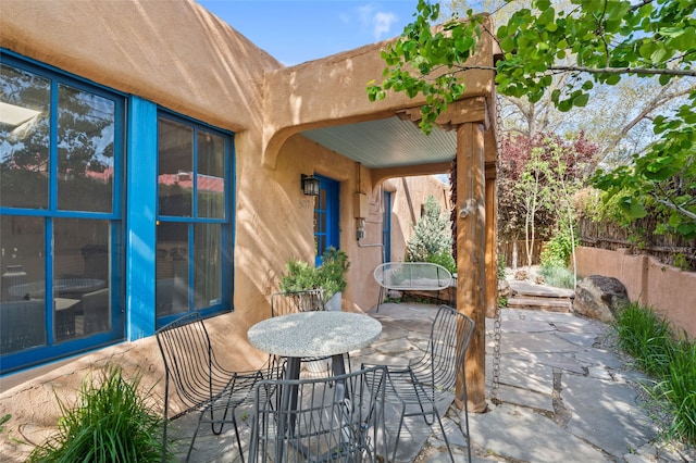 507 Acequia Madre, Santa Fe, NM 87505 - view of patio featuring outdoor dining space