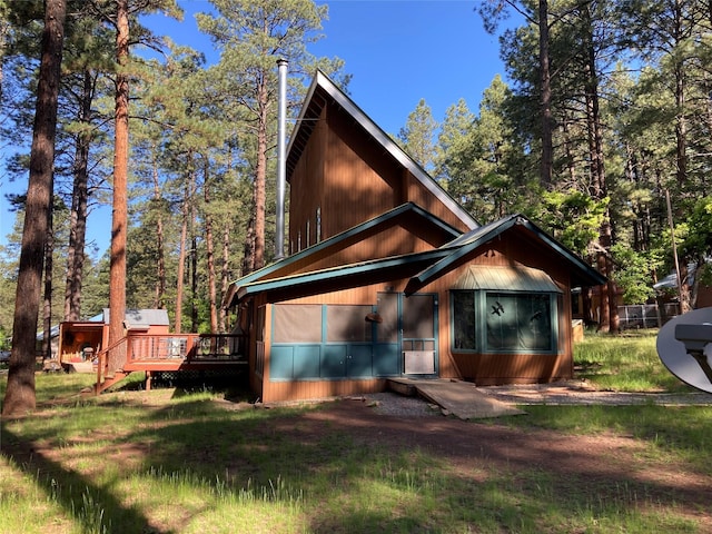 9 Bear Rd, Chama, NM 87520 - rear view of property featuring a wooden deck