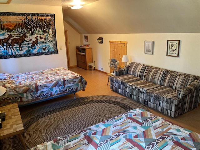 9 Bear Rd, Chama, NM 87520 - bedroom with lofted ceiling and wood finished floors