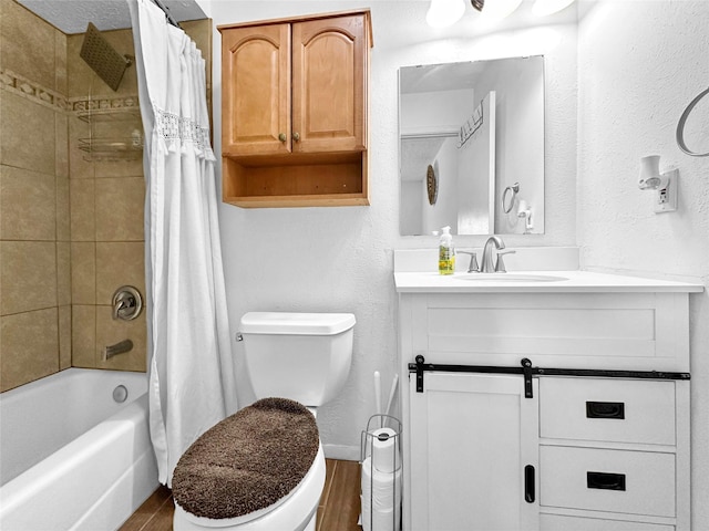 3301 Camino Prado Vis, Santa Fe, NM 87507 - full bathroom with vanity, shower / bath combo, and wood finished floors
