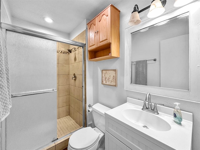 3301 Camino Prado Vis, Santa Fe, NM 87507 - full bath with a stall shower, vanity, and recessed lighting