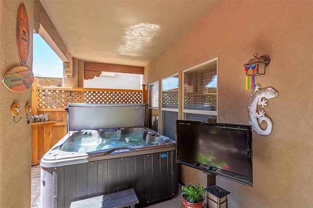 4737 Sundial Way, Santa Fe, NM 87507 - view of patio / terrace featuring a hot tub