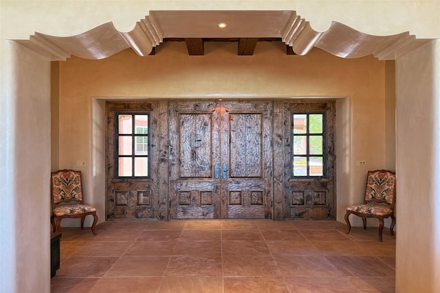11 E Golden Eagle Rd, Santa Fe, NM 87506 - foyer entrance with beam ceiling