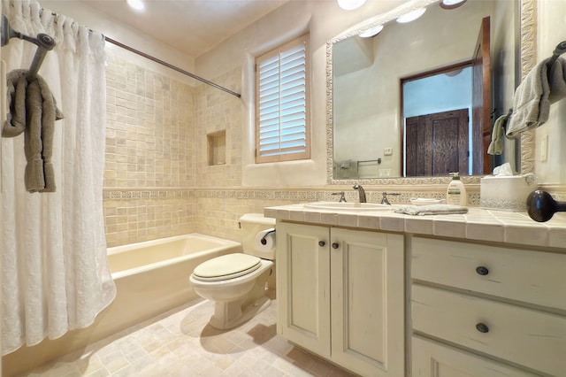 11 E Golden Eagle Rd, Santa Fe, NM 87506 - bathroom featuring shower / bath combo with shower curtain, vanity, and tile patterned floors