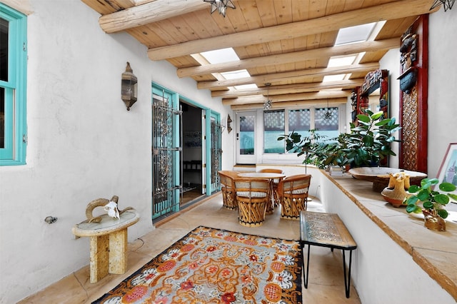952 Acequia Madre, Santa Fe, NM 87505 - sunroom / solarium with beamed ceiling