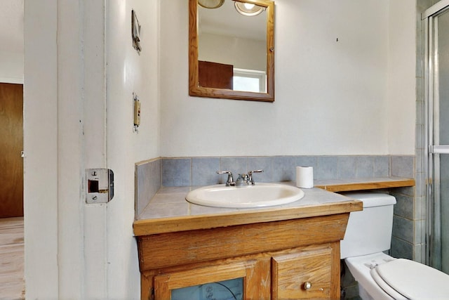 1017 Practilliano Dr, Santa Fe, NM 87505 - full bathroom with vanity and a shower with shower door