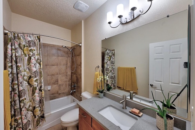 139 Rancho Viejo Blvd, Santa Fe, NM 87508 - bathroom featuring vanity, shower / bath combo, and a textured ceiling