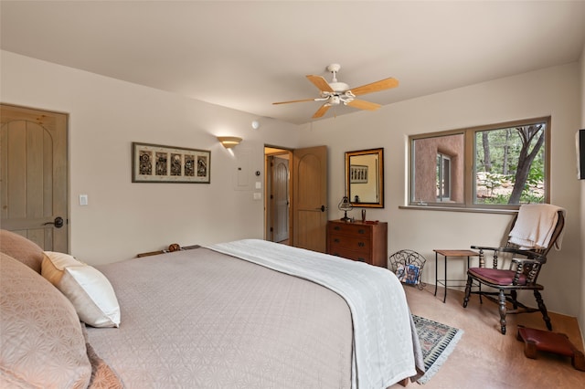 1203 Sierra Del Este, Santa Fe, NM 87501 - bedroom with ceiling fan
