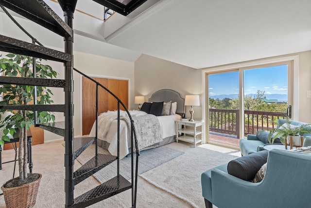 620 Navajo, Los Alamos, NM 87544 - bedroom featuring light carpet and access to exterior