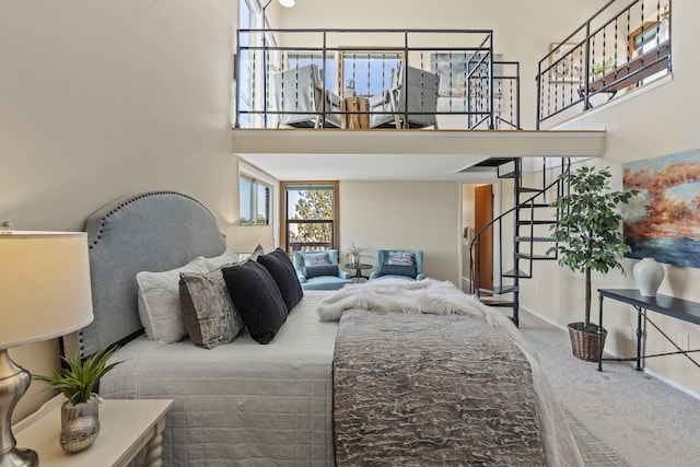 620 Navajo, Los Alamos, NM 87544 - carpeted bedroom with a high ceiling and baseboards