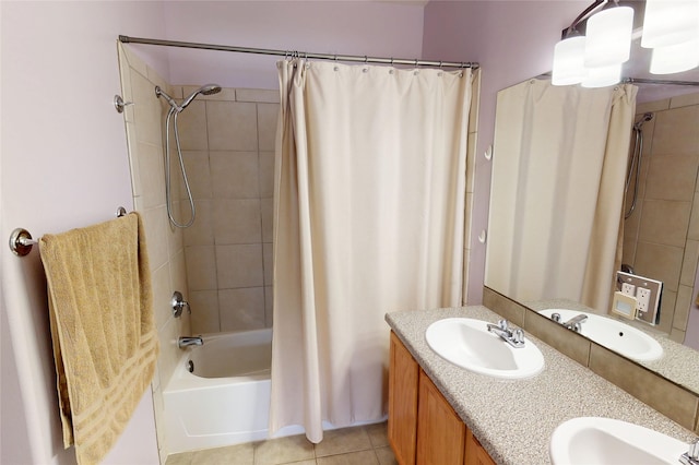 310 Grand Cyn, White Rock, NM 87547 - full bath featuring shower / bath combination with curtain, double vanity, and tile patterned flooring