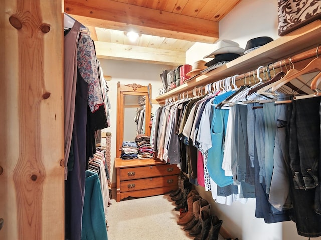 62 Camerada Loop, Santa Fe, NM 87508 - walk in closet with beam ceiling and carpet floors