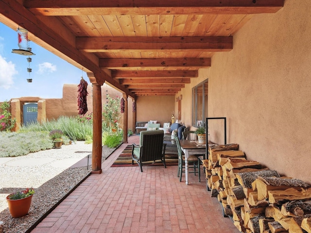 62 Camerada Loop, Santa Fe, NM 87508 - view of patio / terrace with an outdoor living space