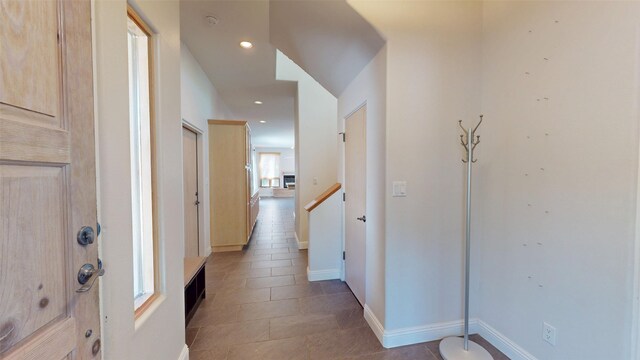 5045 Carriage House Dr, Los Alamos, NM 87544 - hall with light tile patterned flooring and recessed lighting