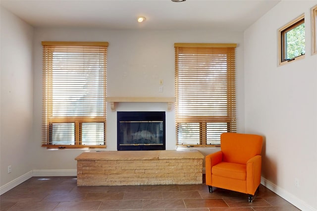 5045 Carriage House Dr, Los Alamos, NM 87544 - tiled living room with a glass covered fireplace and recessed lighting