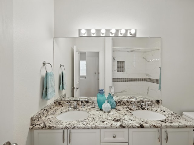 16 Coyote Pass Rd, Santa Fe, NM 87508 - full bath with double vanity and a tile shower