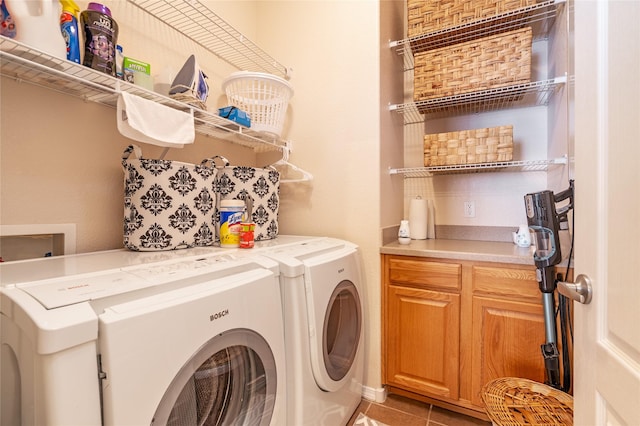 4351 San Benito Unit A, Santa Fe, NM 87507 - laundry area with washer and dryer and light tile patterned floors