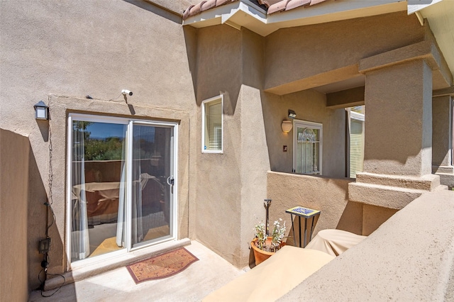 4351 San Benito Unit A, Santa Fe, NM 87507 - view of exterior entry featuring stucco siding