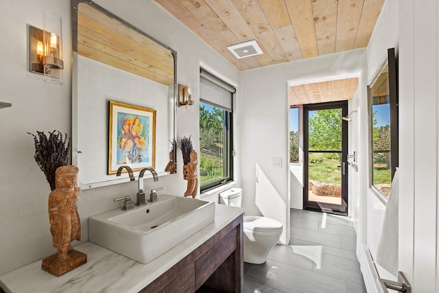 24 Whispering Spirits Dr, Cerrillos, NM 87010 - bathroom with wood ceiling and vanity