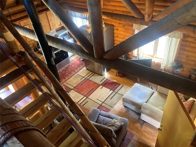 32 Doe Rim Loop, Los Ojos, NM 87551 - living area with log walls and wood finished floors