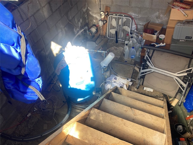 32 Doe Rim Loop, Los Ojos, NM 87551 - staircase with concrete block wall