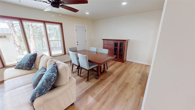2374 36th Unit B, Los Alamos, NM 87544 - dining room featuring a ceiling fan, light wood-style floors, and recessed lighting