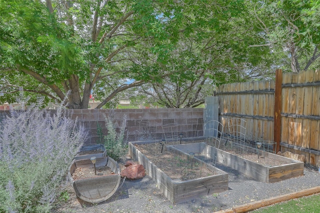 7513 Kachina Loop, Santa Fe, NM 87507 - fenced backyard featuring a vegetable garden