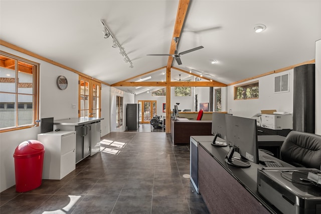 10 Sabina Ln, Santa Fe, NM 87508 - interior space with plenty of natural light, ceiling fan, french doors, and rail lighting