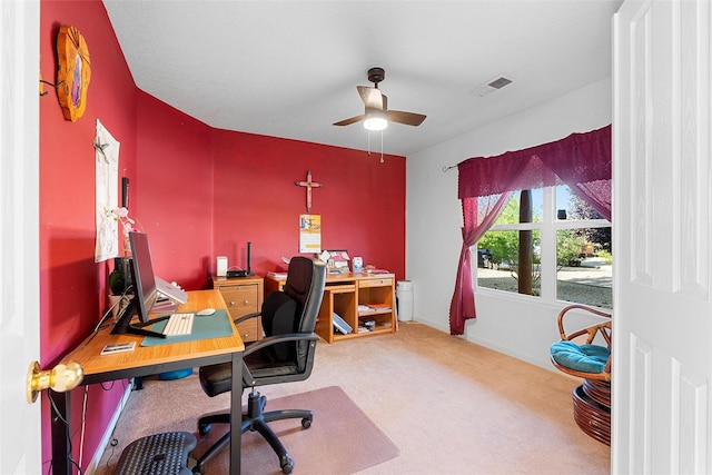 4704 Contenta Rdg, Santa Fe, NM 87507 - office featuring a ceiling fan and carpet floors