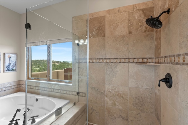 17 Sueno De Santa Fe, Santa Fe, NM 87505 - bathroom with a stall shower and a jetted tub