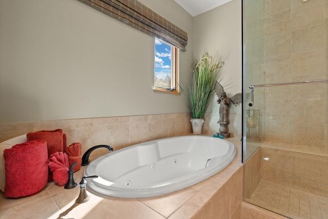 44 Lodge Cir Unit C, Santa Fe, NM 87506 - bathroom with a whirlpool tub and a stall shower