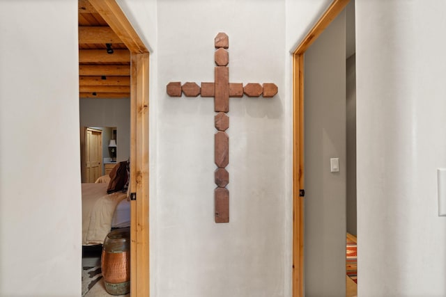 44 Lodge Cir Unit C, Santa Fe, NM 87506 - corridor with beamed ceiling