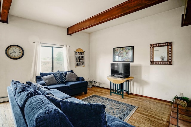 4 Village Pl, White Rock, NM 87547 - living area featuring beam ceiling and wood finished floors