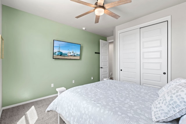 5611 Desert Sky, Rio Rancho, NM 87144 - bedroom featuring carpet flooring, a closet, and ceiling fan