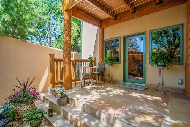 659 Bishops Ldg Unit 1 & 2, Santa Fe, NM 87501 - view of exterior entry featuring stucco siding