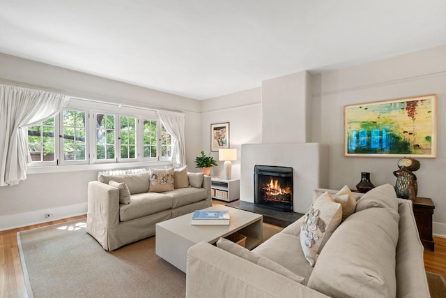 359 Garcia St, Santa Fe, NM 87501 - living area featuring a fireplace and wood finished floors