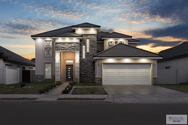 view of front of home featuring a garage