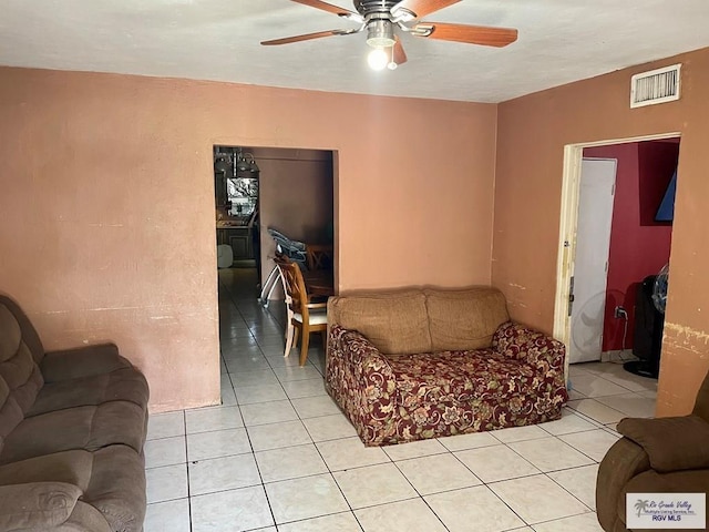 1770 Palmas Verdes Ct, Brownsville, TX 78520 - living area with visible vents, light tile patterned floors, and ceiling fan