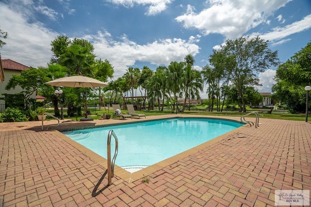 view of pool featuring a patio area