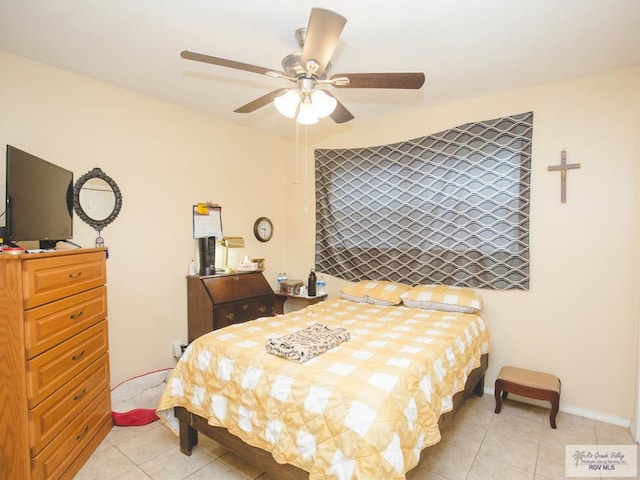 3104 Buckingham Ct, Brownsville, TX 78526 - bedroom with light tile patterned floors and ceiling fan