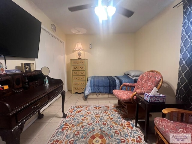 3104 Buckingham Ct, Brownsville, TX 78526 - bedroom with light tile patterned floors and ceiling fan