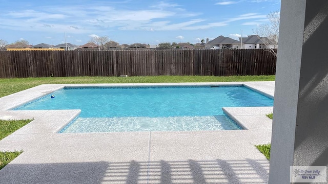 view of pool featuring a fenced backyard and a fenced in pool