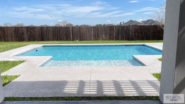 view of pool with a fenced backyard and a fenced in pool