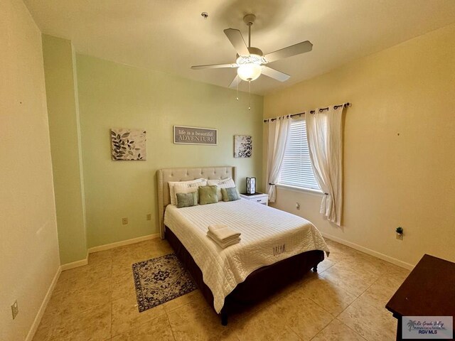 bedroom featuring ceiling fan