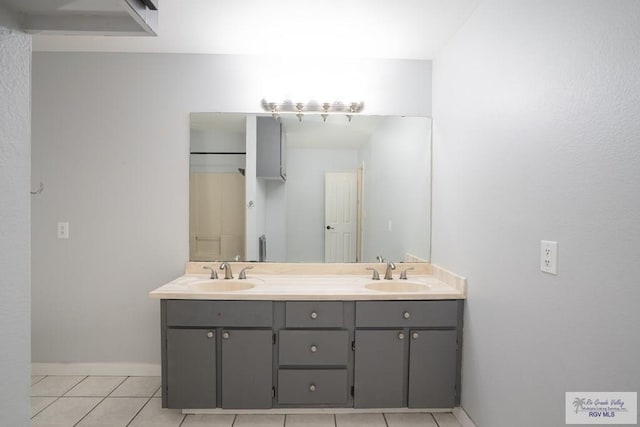 bathroom featuring tile patterned flooring and vanity