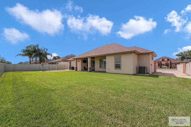 5706 Spicewood, Harlingen, TX 78552 - rear view of property featuring a fenced backyard, stucco siding, and a patio area