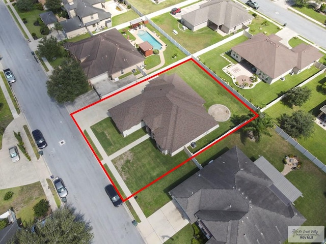 5706 Spicewood, Harlingen, TX 78552 - aerial perspective of suburban area featuring property parcel outlined