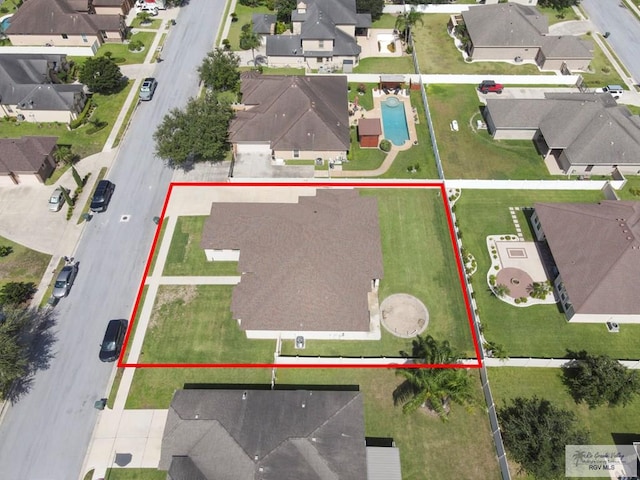 5706 Spicewood, Harlingen, TX 78552 - aerial perspective of suburban area with property boundaries highlighted